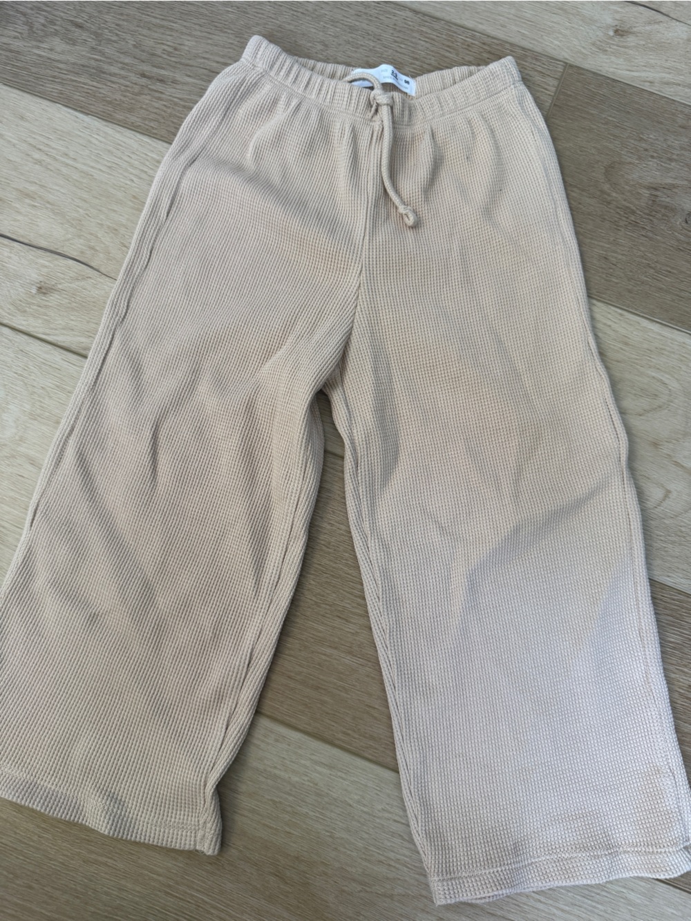 Zara Kids Waffle Joggers in Light Beige
